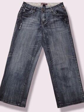 LA Blues Cropped Capri Jeans Women’s Size 10 Dark Wash Distressed Stretch